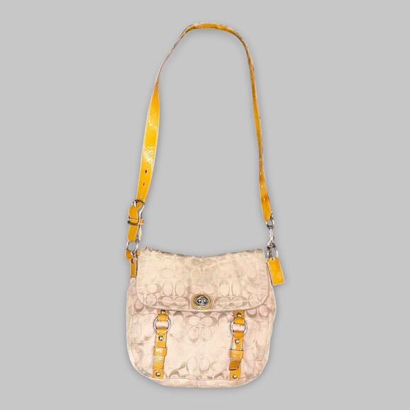 Coach Handbags - Coach Signature Jacquard Pink Crossbody Bag